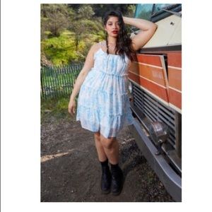 Rue 21 // Plus Light Blue Floral Print Tiered Babydoll Dress